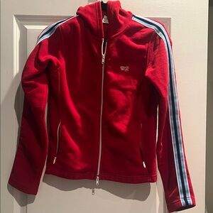 Abercrombie & Fitch Red Varsity Jacket with Blue Accents